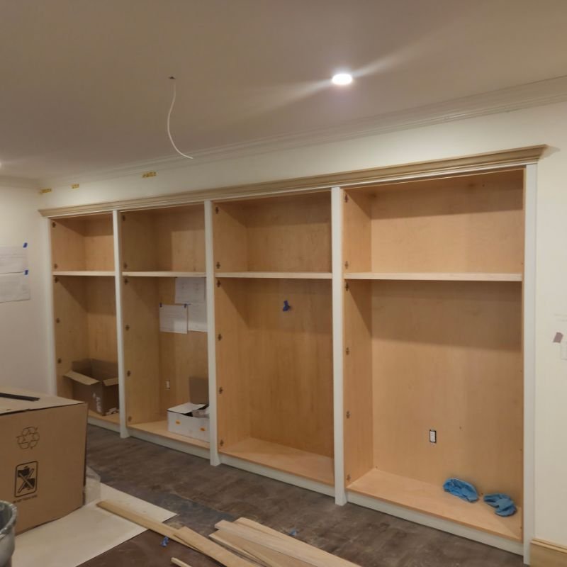Custom built-in cabinetry for smart storage solutions in living and office spaces