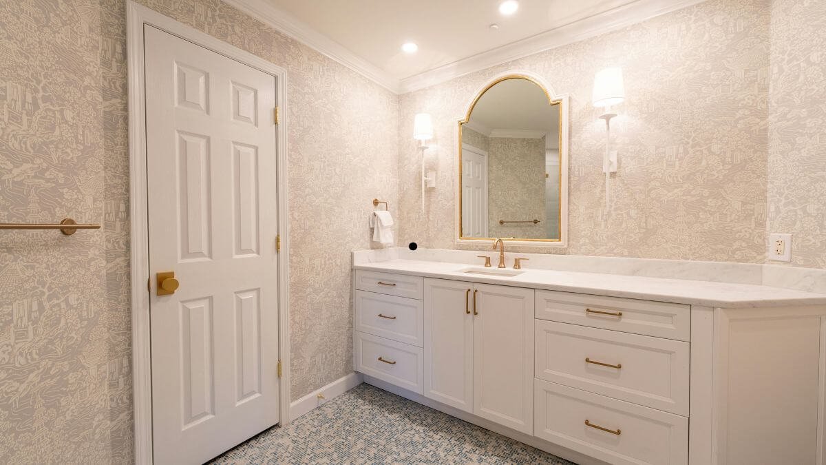 Luxury bathroom vanity with marble countertop