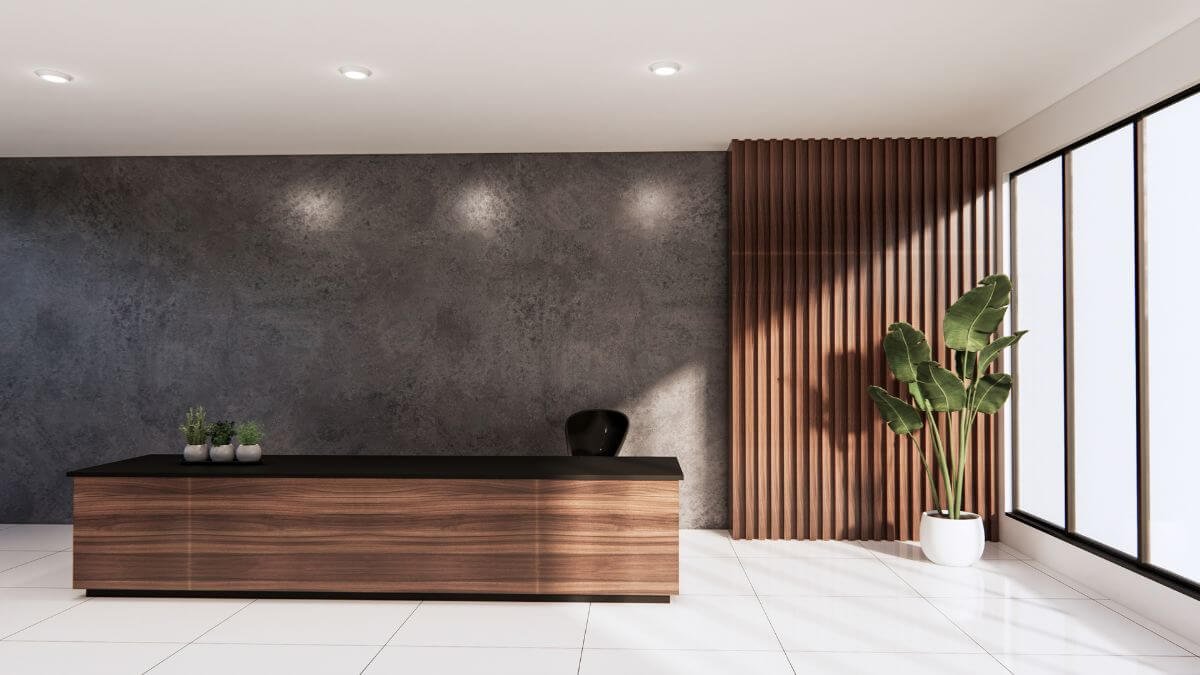 Luxury home office built-in wood desk