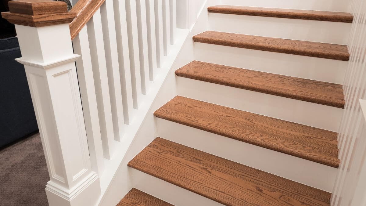 Custom wooden staircase railing design